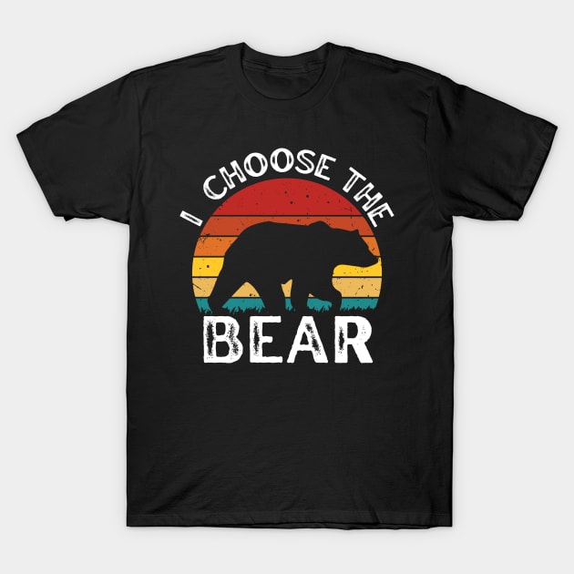 I choose the Bear Safer In The Woods With a Bear Than A Man retro sunset vintage T-Shirt by zofry's life